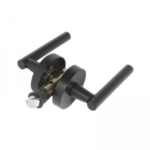 R7506 Μαύρος μοχλός λαβής πόρτας με σύγχρονο σύγχρονο λεπτό στρογγυλό σχέδιο για υπνοδωμάτιο στο σπίτι ή ιδιωτικότητα μπάνιου, κλειδαριά πόρτας χωρίς κλειδί