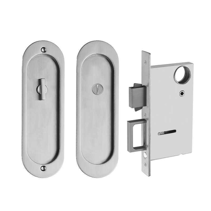 1802 Privacy Pocket Door Forise Mortise Lock, συρόμενο αχυρώνα κλειδαριές πόρτας αόρατη λαβή πόρτας για ξύλινη τσέπη πόρτα επίπλων (σατέν νικέλιο)